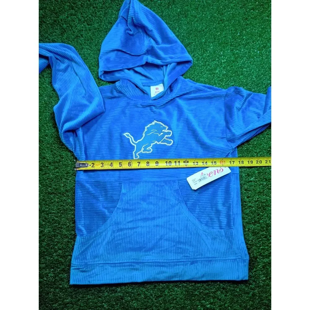 NWT Teens Apparel Detroit Lions Blue Velour Hoodie sm